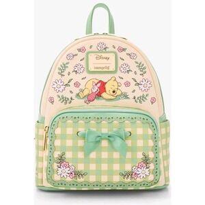 NWT Loungefly Disney Winnie the Pooh & Piglet Floral Gingham Spring Backpack